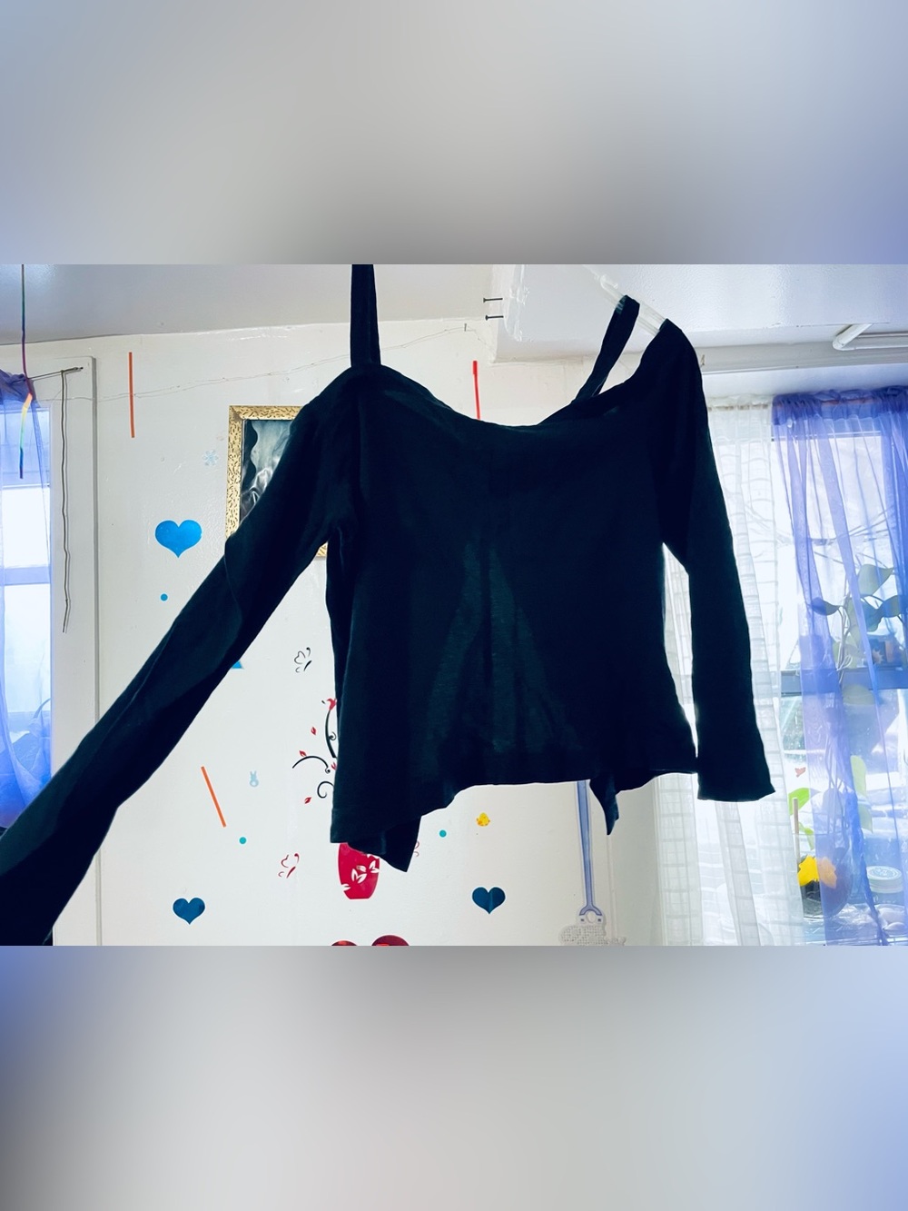 Morgane Le Fay Black Off-Shoulder Long Sleeve Top